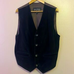 Wilsons Leather Vintage 90s Suede Vest Black Women's Large Western Button Front